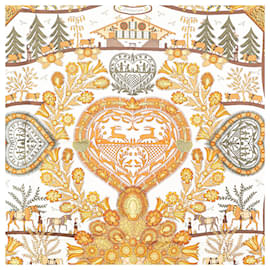 Hermès-Hermès Yellow Decoupages Silk Scarf-Yellow