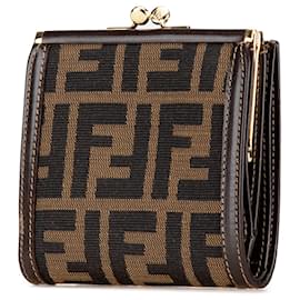 Fendi-Fendi Brown Zucca Canvas Bifold Wallet-Brown