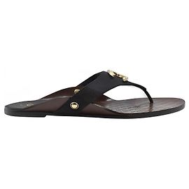 Chanel CC sandals black leather Black