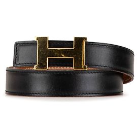 Ceinture réversible Constance H en cuir noir Hermès Noir