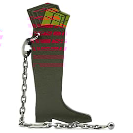 Hermès-Hermès Red Box Calf Boots Presents Bag Charm-Brown,Red