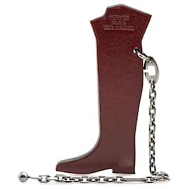Hermès-Hermès Red Box Calf Boots Presents Bag Charm-Brown,Red