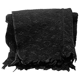 Louis Vuitton-Louis Vuitton Black Monogram Classic Wool Scarf-Black