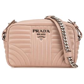 Prada Diagrama de couro macio marrom com crossbody Marrom Bege