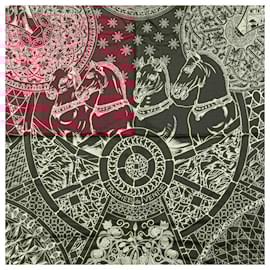 Hermès-Hermès Red Trophees De Venise Silk Scarf-Red,Dark red