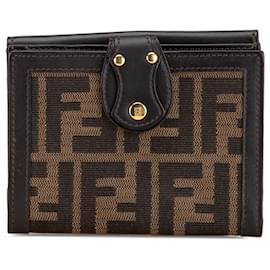 Fendi-Fendi Brown Zucca Canvas Small Wallet-Brown