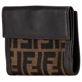 Fendi-Fendi Brown Zucca Canvas Small Wallet-Brown