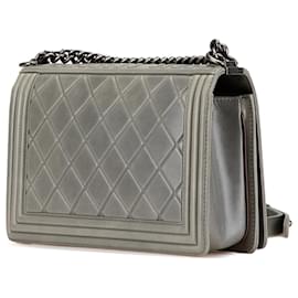 Chanel-Chanel Gray Paris-Salzburg Large Embossed Calfskin Boy Flap-Brown