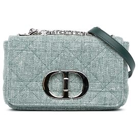 Sac Caro Macrocannage en tweed vert petit de Dior Vert Vert clair