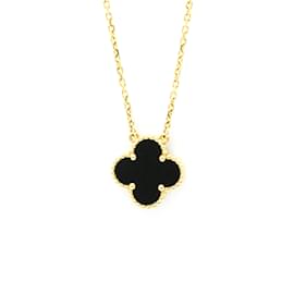 Van Cleef & Arpels-Van Cleef & Arpels Vintage Alhambra Onyx Necklace-Golden