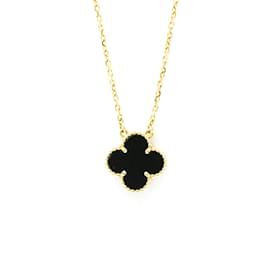 Van Cleef & Arpels-Van Cleef & Arpels Vintage Alhambra Onyx Necklace-Golden