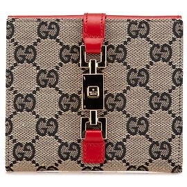 Cartera Jackie de lona GG marrón de Gucci Castaño Beige