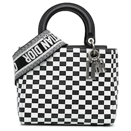 Dior-Dior Black Medium Calfskin Checkered Lady Dior-Black