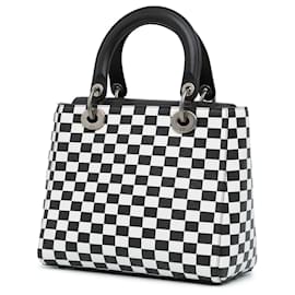 Dior-Dior Black Medium Calfskin Checkered Lady Dior-Black