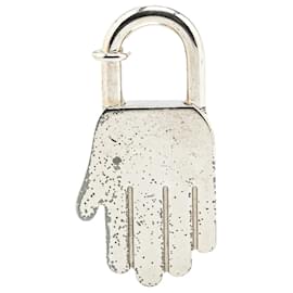 Hermès-Hermès Silver Palladium Plated Annee de la Main Hand Cadena Charm-Silvery