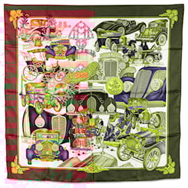 Hermès-Hermès White Automobile Silk Scarf-Other