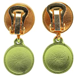 Céline-Celine Gold Gold Plated Faux Pearl Drop Clip On Earrings-Golden