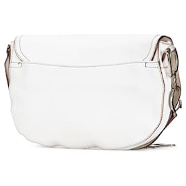 Dior-Dior White Leather Double Saddle Crossbody-White