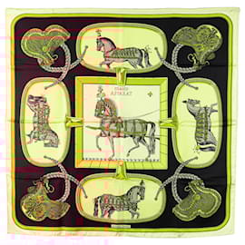 Hermès-Hermès Black Grand Apparat Silk Scarf-Black