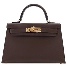 Hermès Mini Kelly Sellier II 20 em Epsom marrom Marrom Castanho escuro