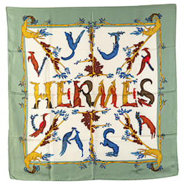 Hermès-Hermès White Alphabet III Silk Scarf-Other