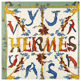 Hermès-Hermès White Alphabet III Silk Scarf-Other