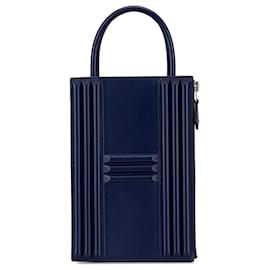 Hermès-Hermès Blue Tadelakt Kelly Cadena Handbag-Blue,Navy blue