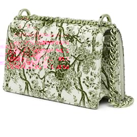 Dior-Dior Red Medium Calfskin Embroidered Floral Toile de Jouy Diorama Flap-Red