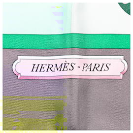 Hermès-Hermès Green Harnais De Cour Silk Scarf-Green