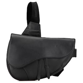 Dior-Dior Black Kim Jones Grained Calfskin Saddle Bag-Black