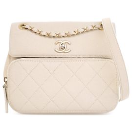 Bolsa Messenger Affinity em Caviar Branco da Chanel Branco Cru