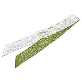 Hermès-Hermès White Mille et Un Lapins Silk Twilly Scarf-Other