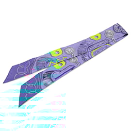 Hermès-Hermès Blue Epaulettes Silk Twilly Scarf-Blue