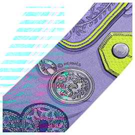 Hermès-Hermès Blue Epaulettes Silk Twilly Scarf-Blue