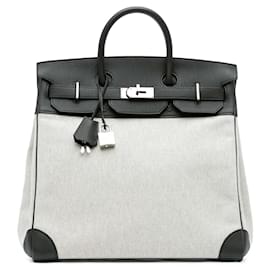 Hermès-Hermès Brown Criss Cross Toile and Evercolor HAC Birkin 40-Brown,Beige
