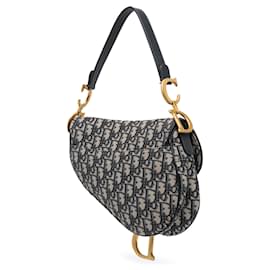 Dior-Dior Blue Oblique Canvas Saddle Bag-Blue,Navy blue