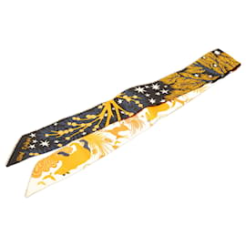 Hermès-Hermès Black Le Charme D Orphee Twilly Silk Scarf-Black,Orange