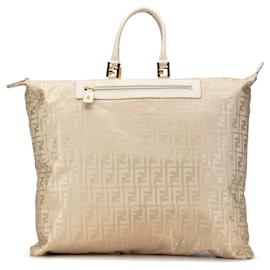 Fendi-Fendi Brown Zucca Nylon Travel Bag-Brown,Beige