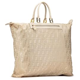 Fendi-Fendi Brown Zucca Nylon Travel Bag-Brown,Beige