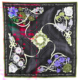 Hermès-Hermès Black Fleurs de L'Opera Silk Scarf-Black