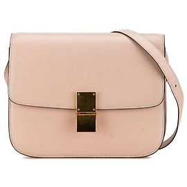 Céline Celine Rosa Médio Couro de Bezerro Caixa Clássica Rosa