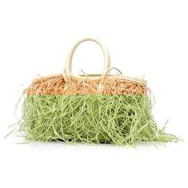 Jacquemus-Jacquemus Brown Raffia Le Panier Soleil Satchel-Brown,Beige,Other,Cream