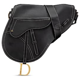 Dior-Dior Black Leather Baudrier Saddle Bag-Black