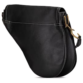Dior-Dior Black Leather Baudrier Saddle Bag-Black