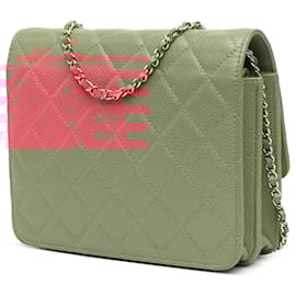 Chanel-Chanel Pink Quilted Caviar Golden Class Wallet On Chain-Pink