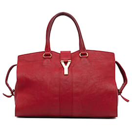 Sac cabas Chyc moyen en cuir rouge Yves Saint Laurent Rouge
