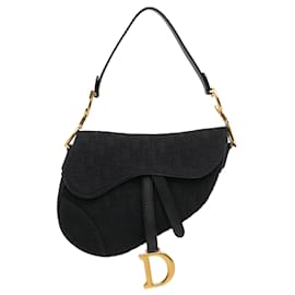 Dior-Dior Black Oblique Canvas Saddle Bag-Black
