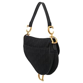 Dior-Dior Black Oblique Canvas Saddle Bag-Black