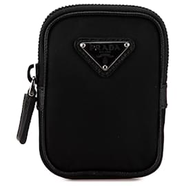 Prada-Prada Black Re Nylon Pouch Key Chain-Black
