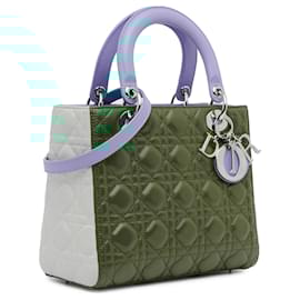 Dior-Dior Red Medium Tricolor Lambskin Cannage Lady Dior-Red